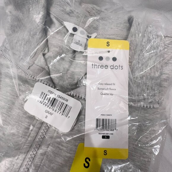 Three Dots Womens Ribbed Cuff Quarter Zip Pullover Sweater Heather Gray Size S - Picture 6 of 6